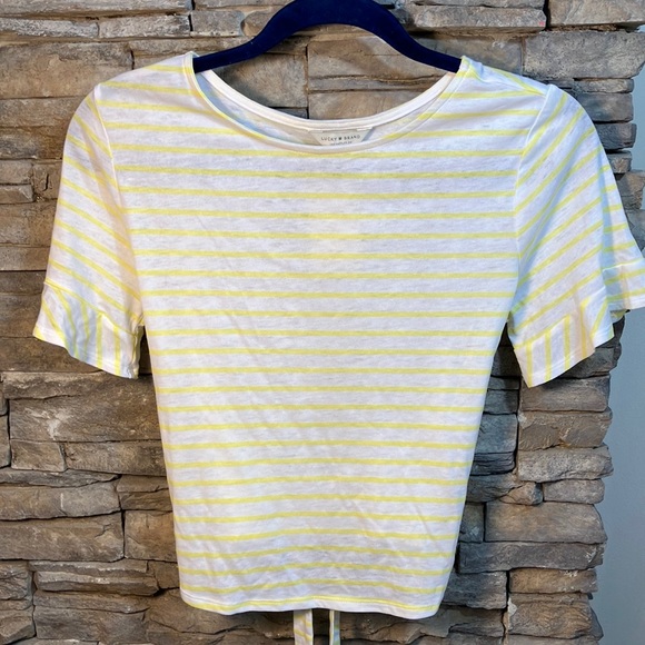 Lucky Brand Unique Yellow Striped Tee with Tie NWTs - Picture 2 of 10